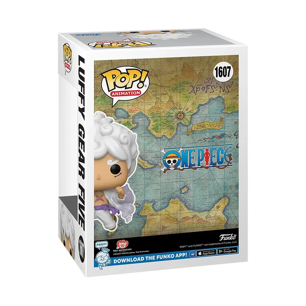 Thumbnail: One Piece Luffy Gear Five Funko Pop! Vinyl Figure #1607 displayed on a shelf.