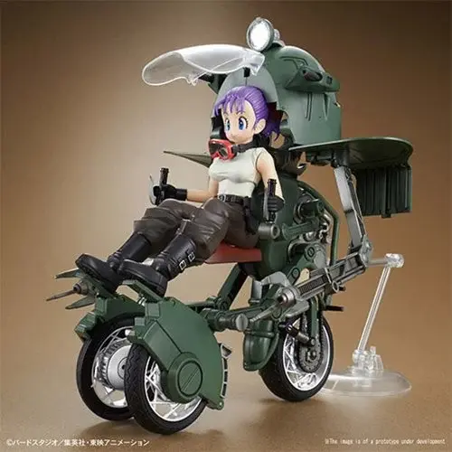 Thumbnail: Bulma Briefs figure seated in futuristic motorcycle, Dragon Ball Z vehicle.