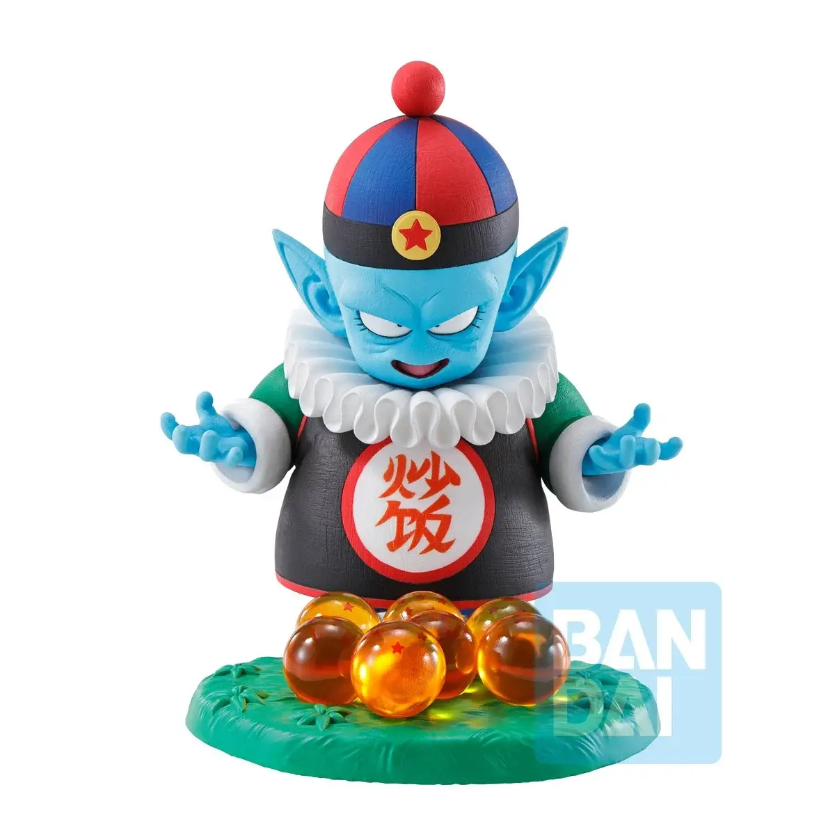 Dragon Ball figure with blue skin and visible text on black robe.