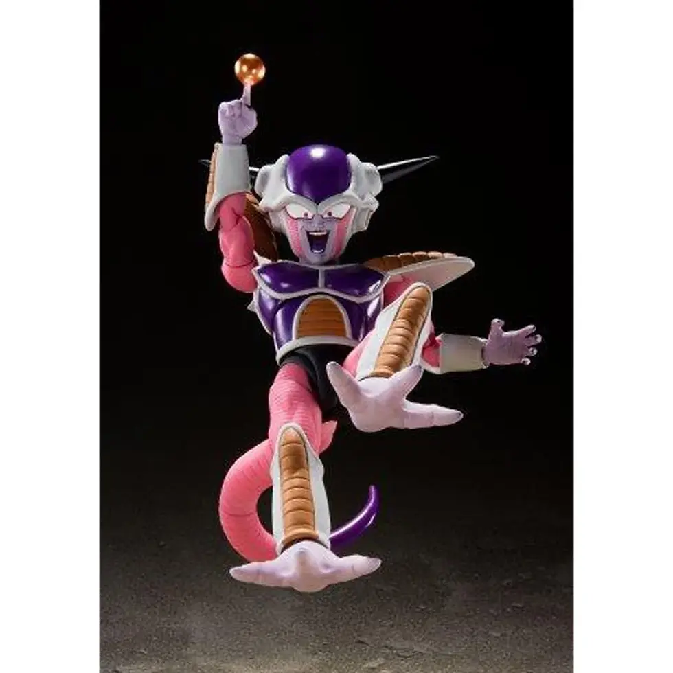 Thumbnail: Dragon Ball Z Frieza First Form S.H.Figuarts action figure holding a sweet treat