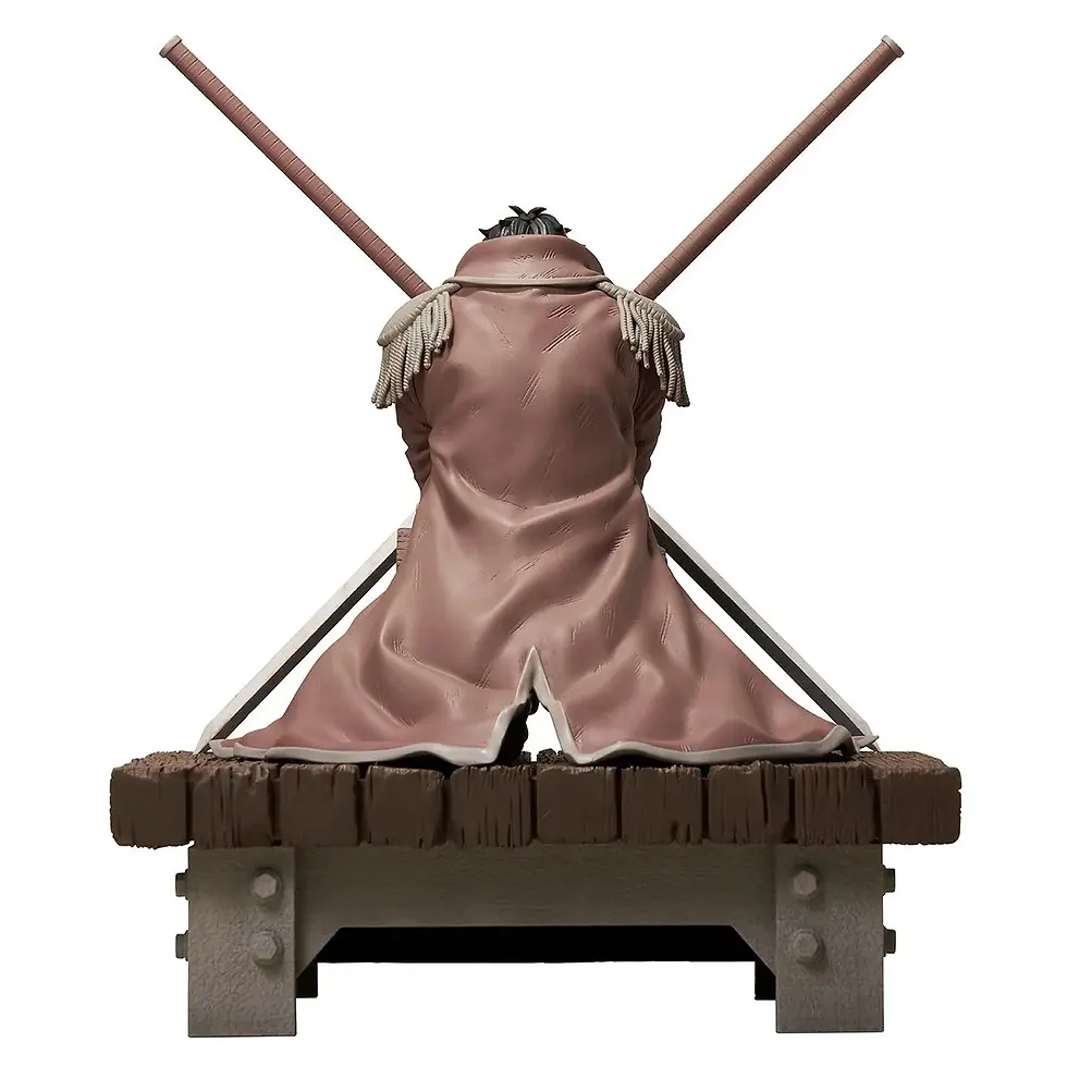 Thumbnail: Figure of Whitebeard from behind, anime figure, sitting on a throne, detail shot.