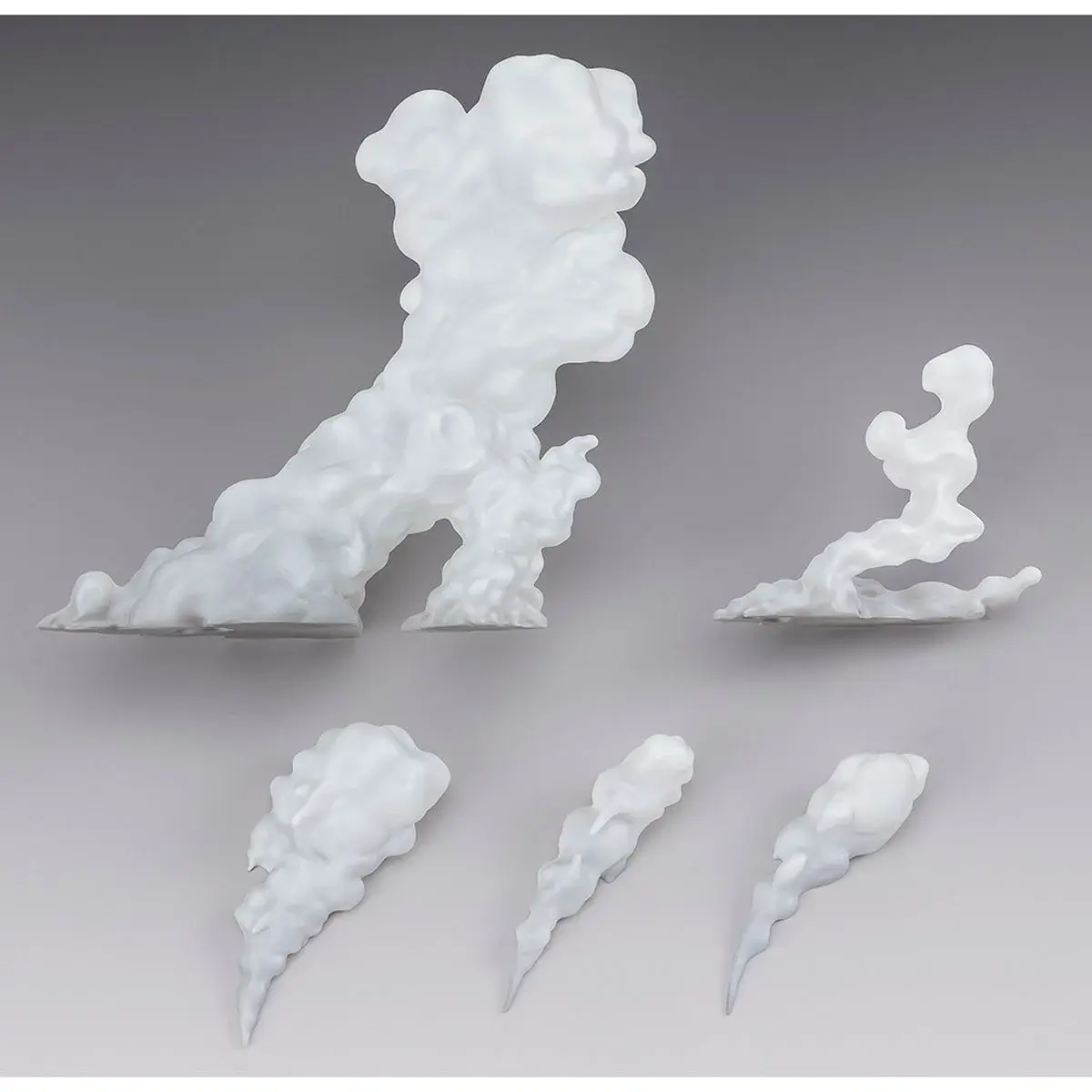 White smoke effect accessories appear against a gray background for model kits.