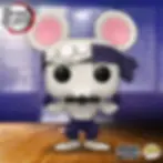 Thumbnail: Demon Slayer Pop! figure. White mouse character, exclusive branding, standing on wooden surface.
