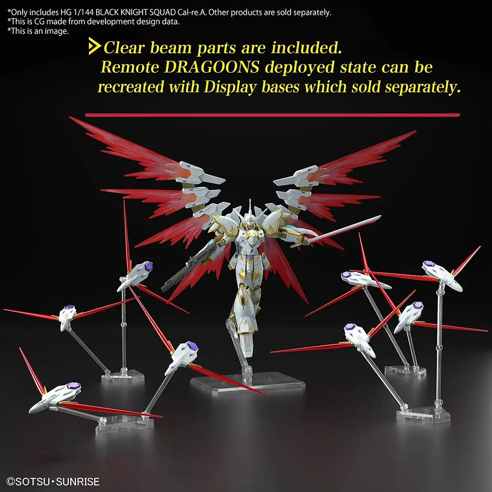 Thumbnail: Robot figure with red wings and text: Clear beam parts are included.