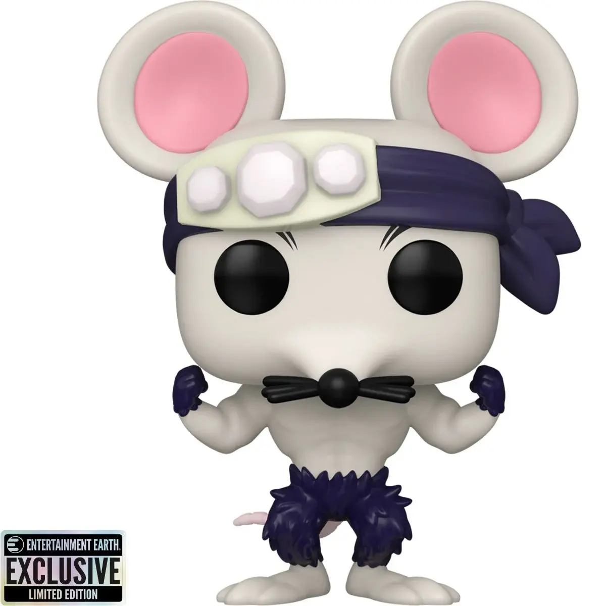 White mouse figure with blue headband and black bow tie, exclusive limited edition.