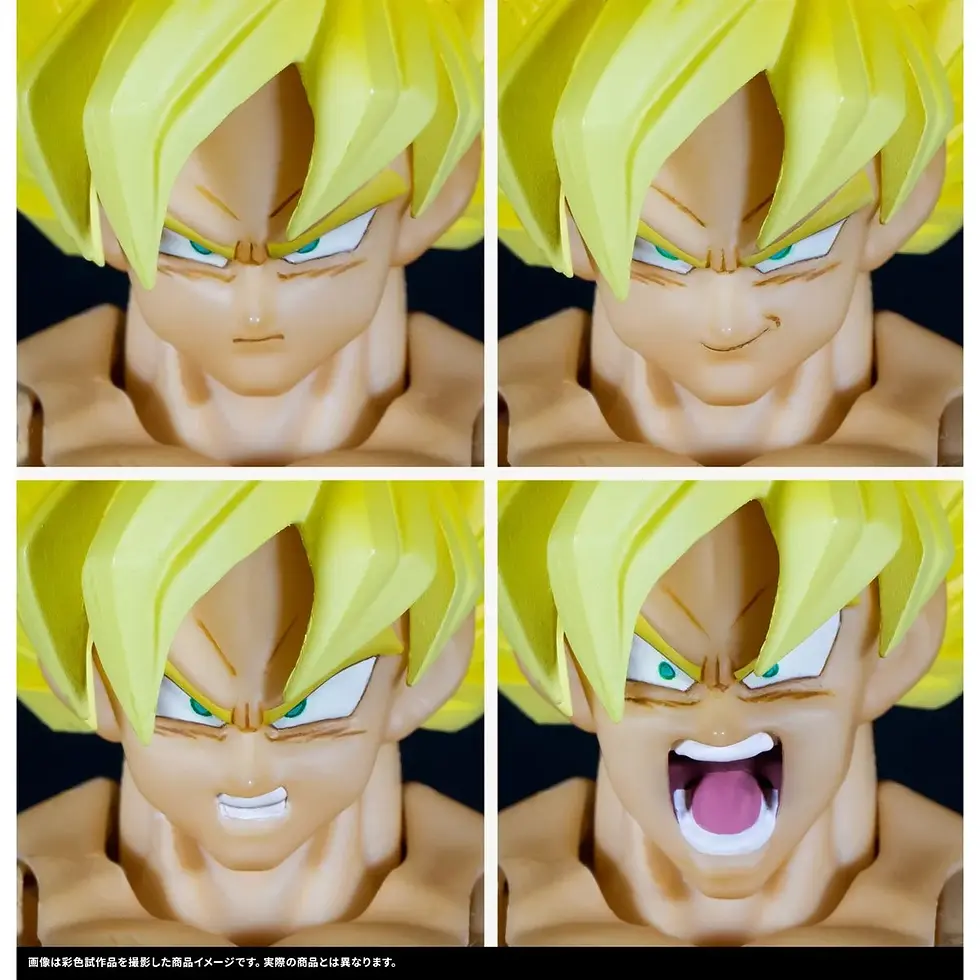 Thumbnail: Four-panel image of Goku's face showing various expressions, smiling, and shouting.