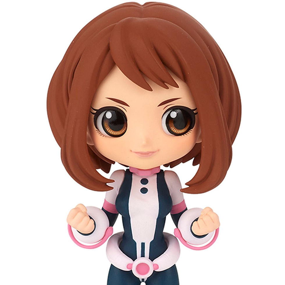 Thumbnail: Uraraka Ochaco anime figure smiling, wearing a hero costume, front view, collectible