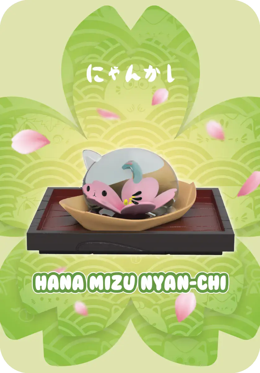 Thumbnail: Hana Mizu Nyan-Chi, a cat-shaped figure with Japanese text, and a flower design.