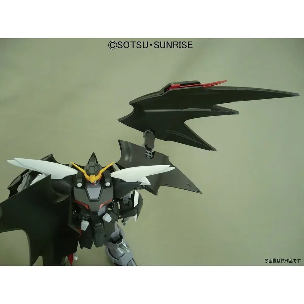 Thumbnail: Black Gundam model CSOTSU SUNRISE with wings and visible text on background.
