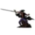 Figurine of Dracule Mihawk holding a sword, from the One Piece anime series.