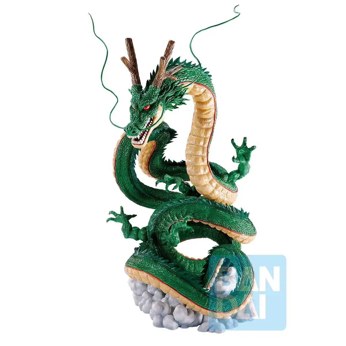 Green Dragon figure with tan underbelly and rocky base, BANDAI logo visible.