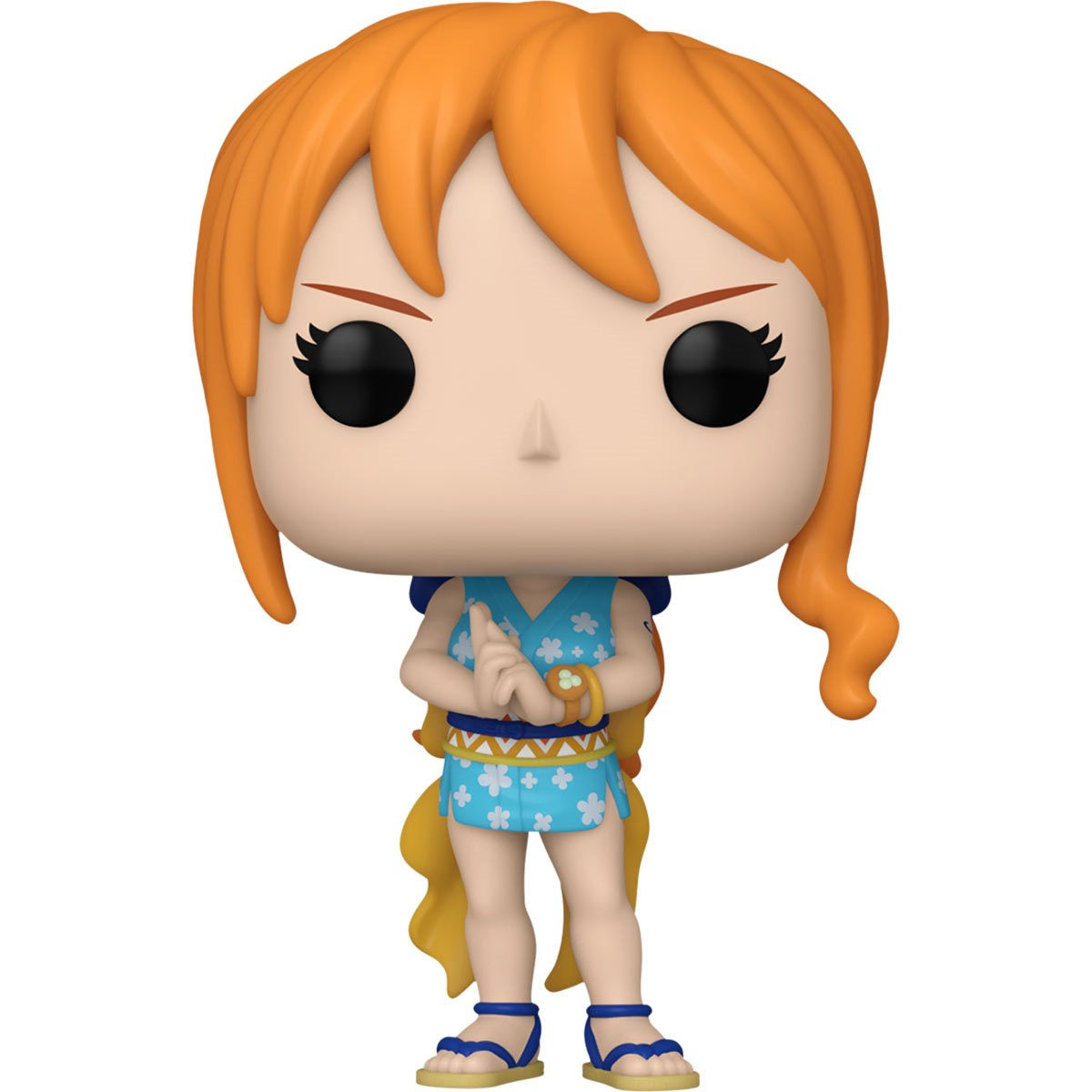 One Piece Nami Funko Pop figure standing with determined expression and pose.