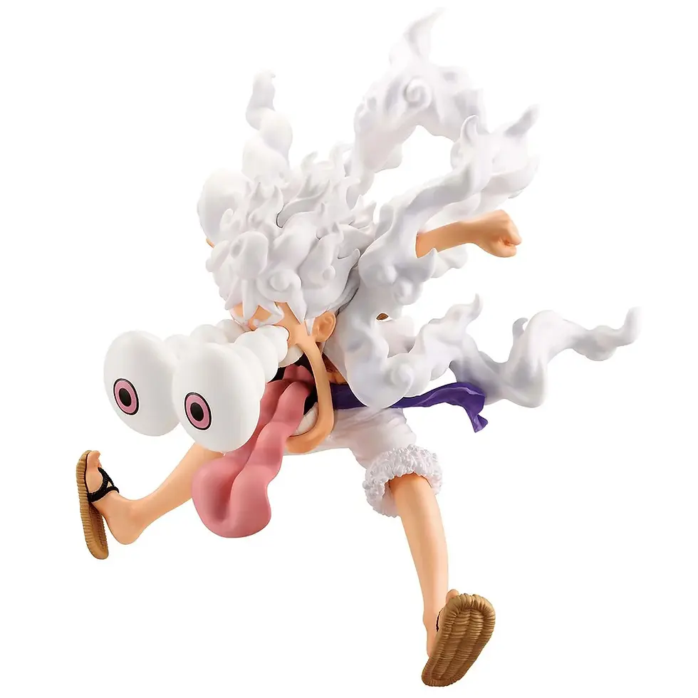 Thumbnail: One Piece Monkey D. Luffy figure in Gear 5 form with tongue out