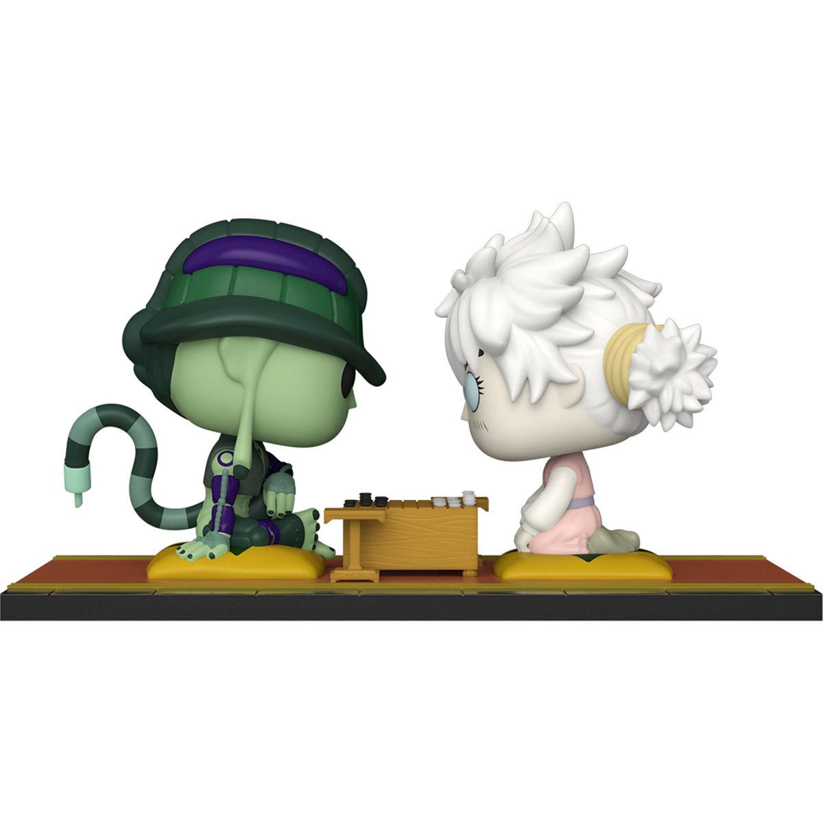 Hunter x Hunter Meruem and Komugi playing Go, Funko Pop figures on a stand.