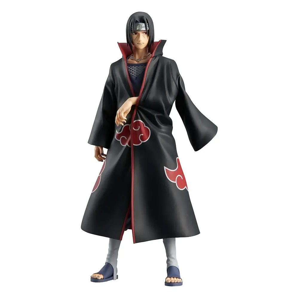 Thumbnail: Itachi Uchiha figure wears Akatsuki robe and stands with white background for display.