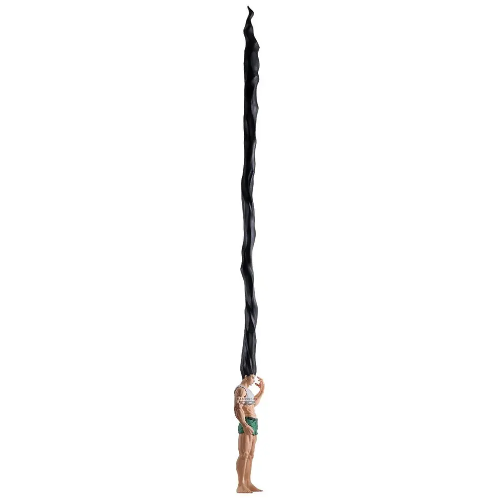 Thumbnail: A person with extremely long black hair, standing tall, white background.