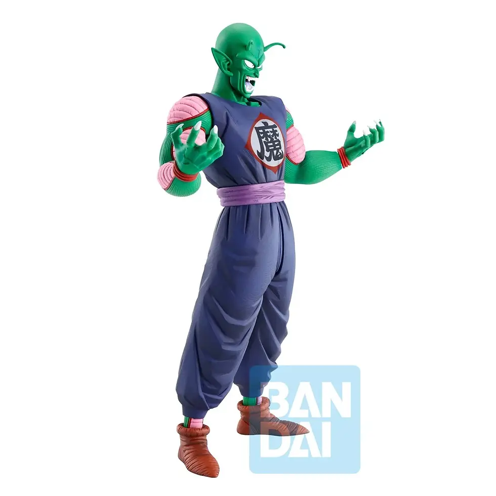 Thumbnail: Piccolo action figure in blue outfit with text and Bandai logo background.
