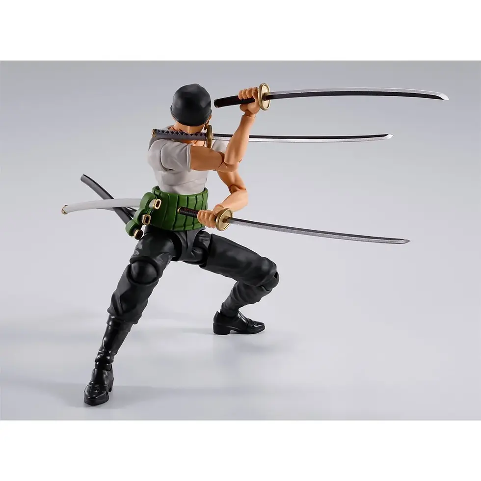 Thumbnail: Roronoa Zoro action figure holding three swords, ready for combat in One Piece.