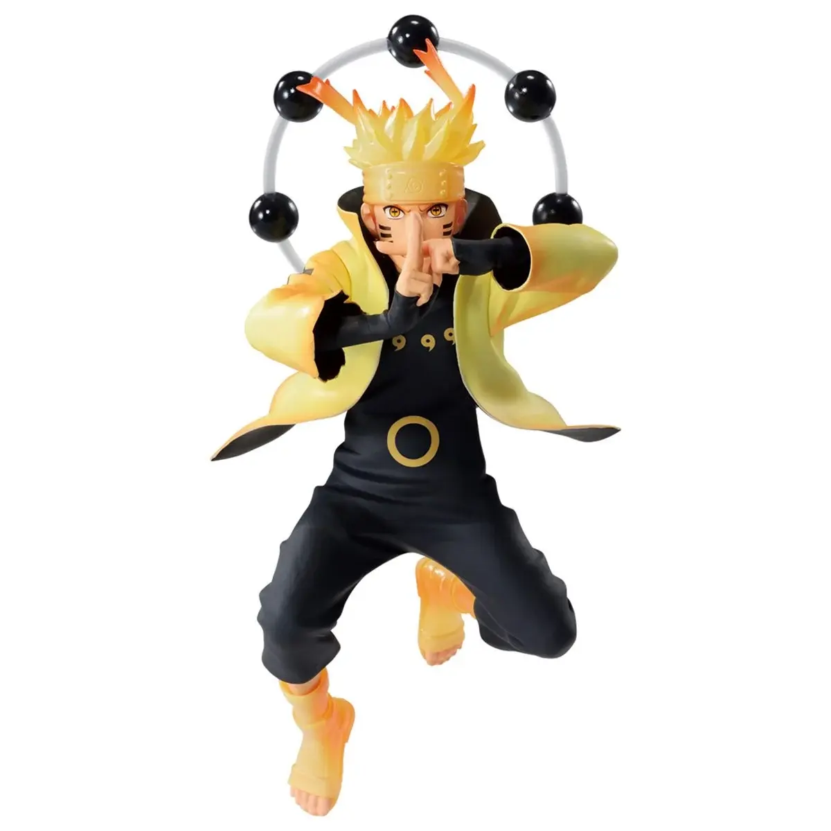Naruto Uzumaki figure in dynamic pose, wearing orange and black attire