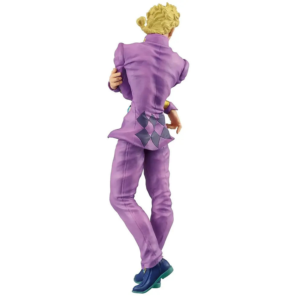 Thumbnail: Anime figure of a man in purple suit with blonde hair on white background.