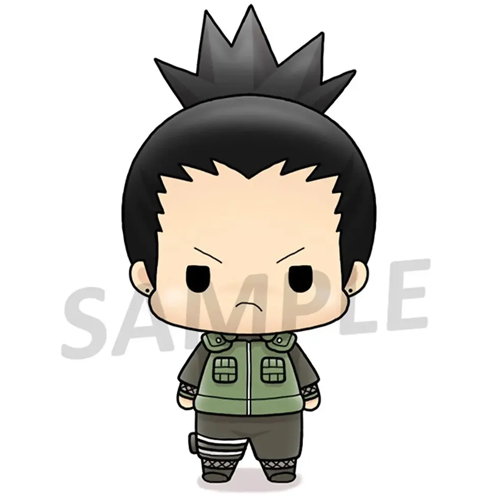 Thumbnail: Shikamaru Nara anime figure with visible text SAMPLE, green outfit, stern expression.