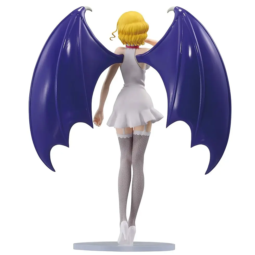 Thumbnail: Anime figure with large purple wings, small white dress, and high grey socks.