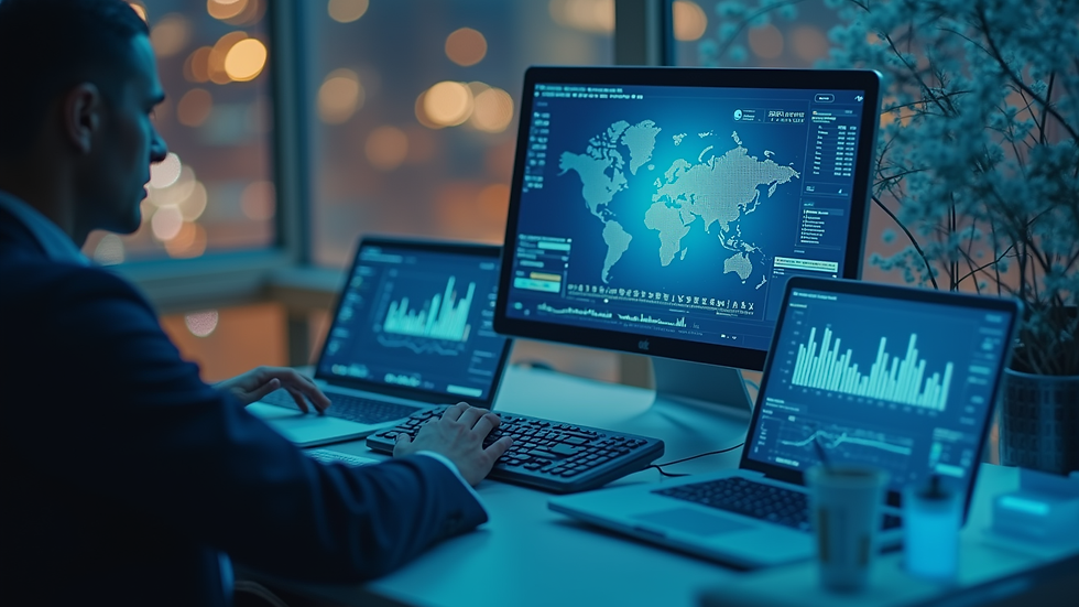 High angle view of a data analytics dashboard
