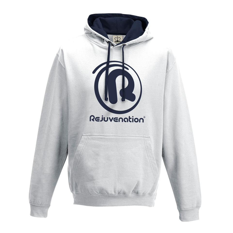 Rejuvenation White & Navy Blue Hoody - ® Logo
