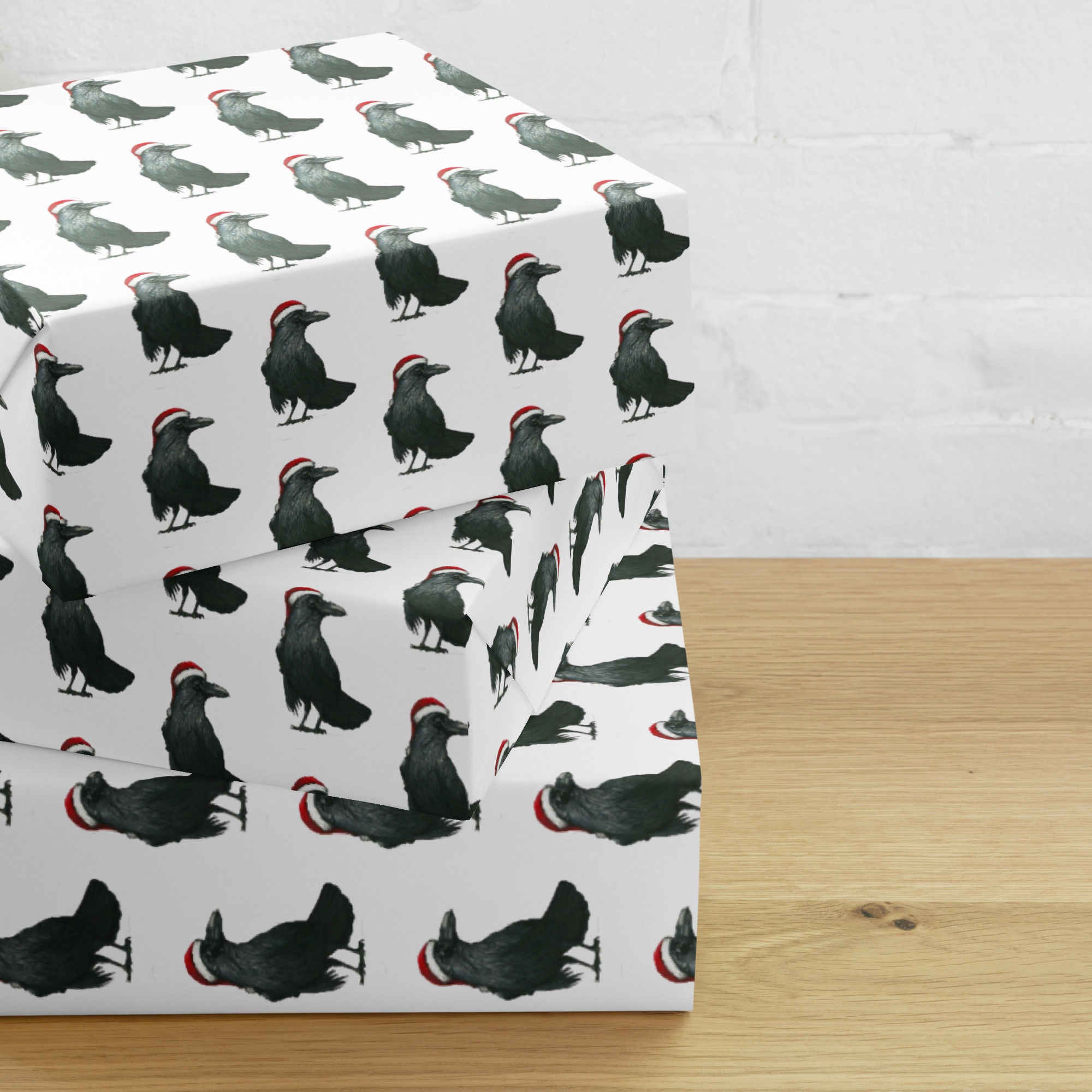 Santa Crow Wrapping Paper Sheets
