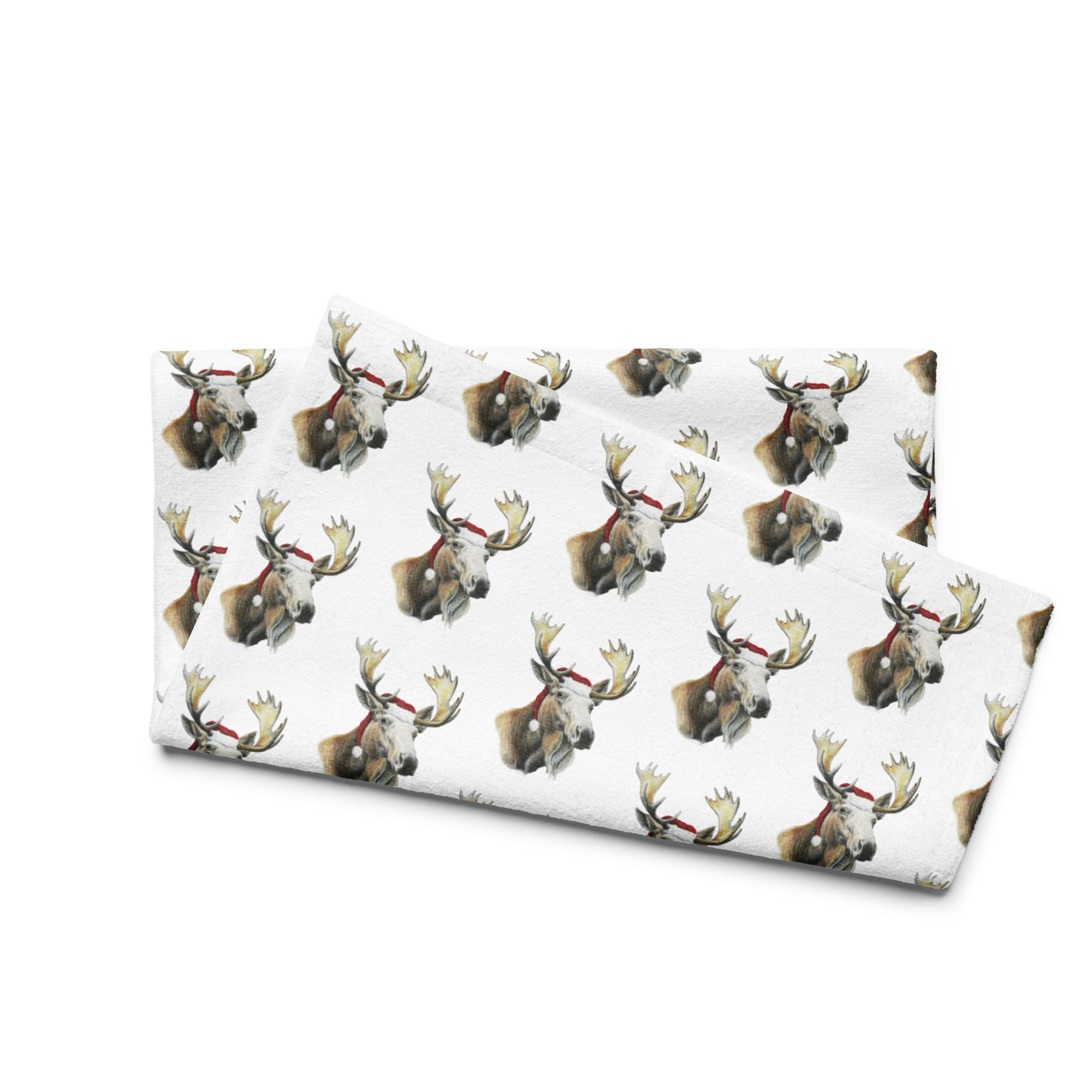 Santa Moose Hand Towel
