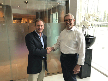 Jim Hager, President and CEO of Arnold Defence with Jamie Clarke, Director and Founder at Chamois