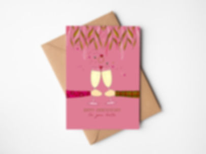 Deep Pink Wedding Anniversary Card
