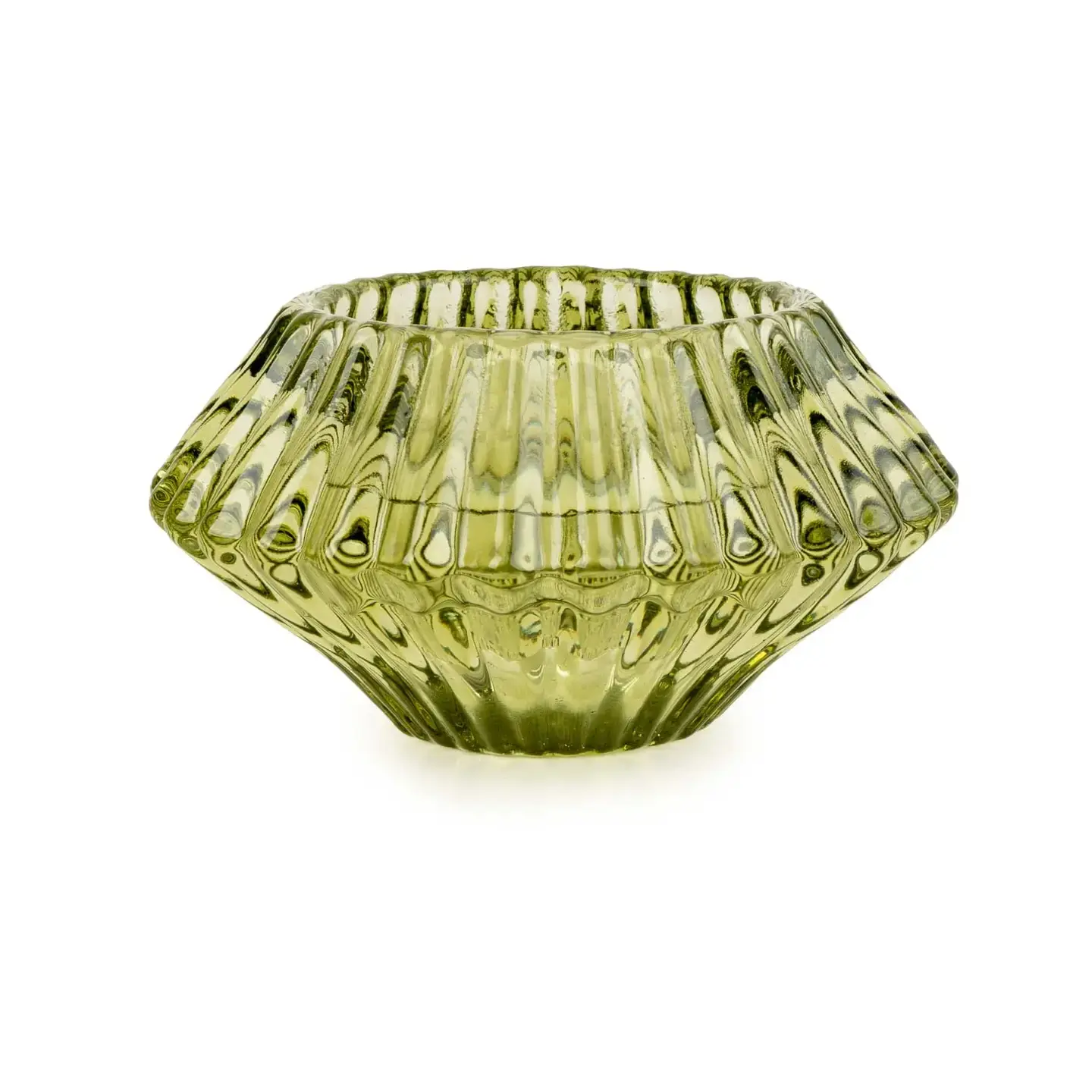 LIME GREEN 2 IN 1 GLASS DIAMOND CANDLE HOLDER