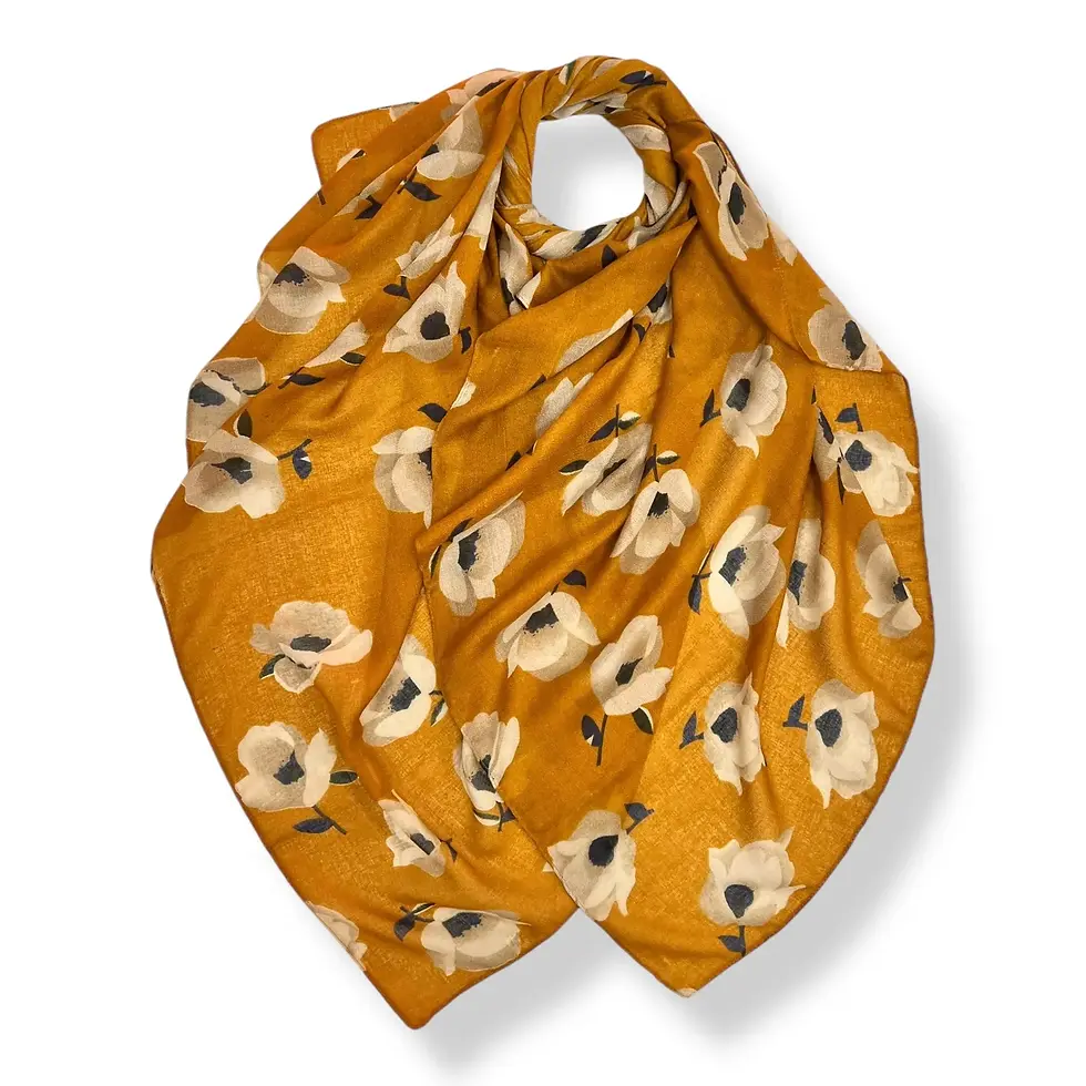 MUSTARD NARCISSES FLOWER PRINT SCARF