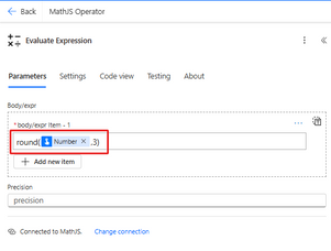 Power Automate MathJS Expression Action Definition
