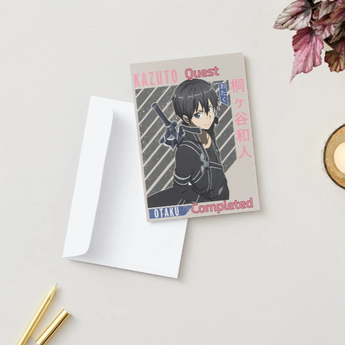 Thumbnail: Sword Art Online Thank You Card – Kazuto “Quest Completed” Anime Greeting Card