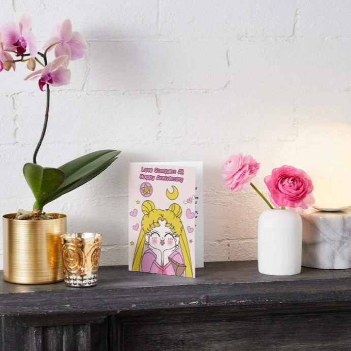 Thumbnail: Sailor Moon Anniversary Card – Love Conquers All Anime Greeting Card