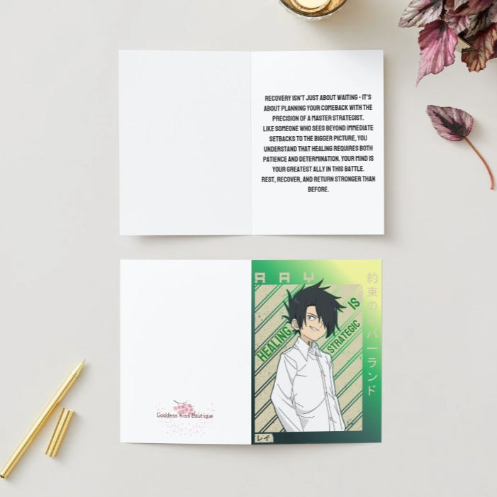 Thumbnail: The Promised Neverland Get Well Card – Ray Healing Anime Greeting Card