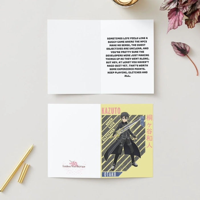 Thumbnail: Sword Art Online Humor Card – Kazuto “When Life Glitches” Anime Greeting Card