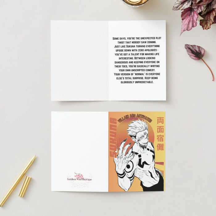 Thumbnail: Sukuna Ryoumen Humor Card – Jujutsu Kaisen Anime Greeting Card