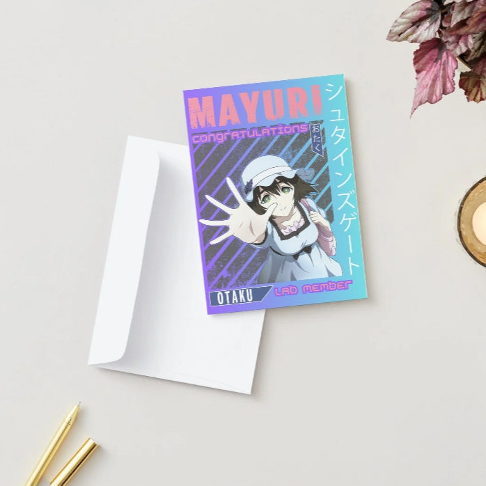 Thumbnail: Steins;Gate Celebration Card – Mayuri “Mission Accomplished” Anime Greeting Card
