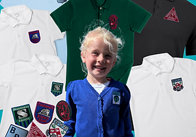 A pupil in school uniform with Badge it badges