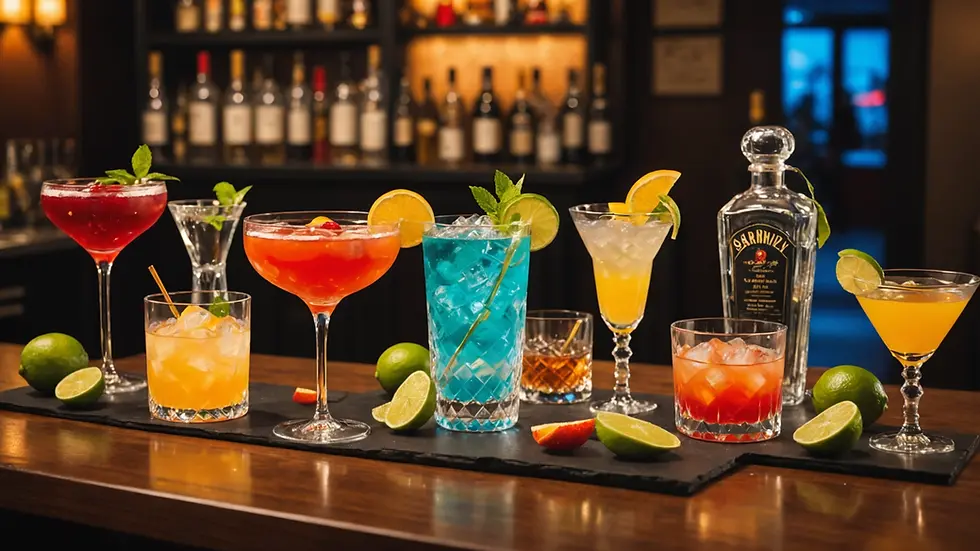 Beautifully arranged cocktail station with themed decor
