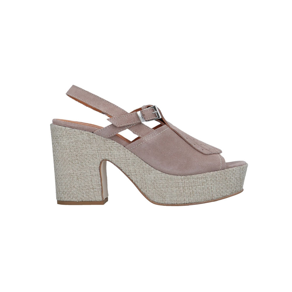 KEYS Platform Wedges Grey Melanze Peep Toe
