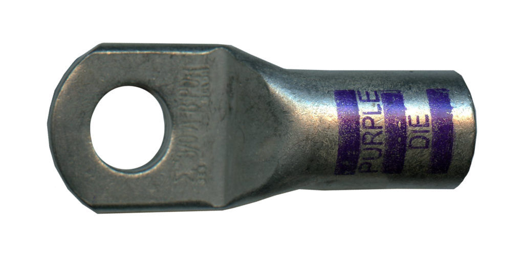Heavy-Duty Copper Lug, PLATED, 3/0 AWG, 1/2" Stud, Purple