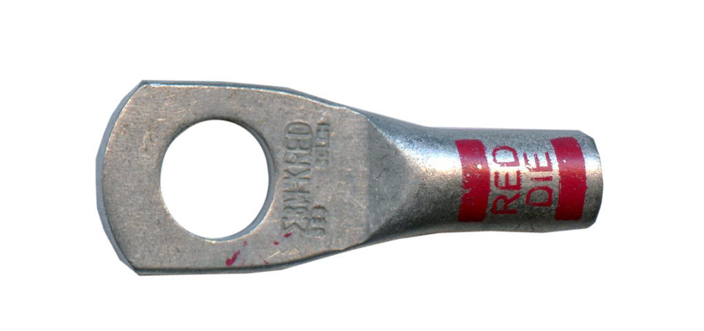 Heavy-Duty Copper Lug, PLATED, 8 AWG, 5/16" Stud, Red