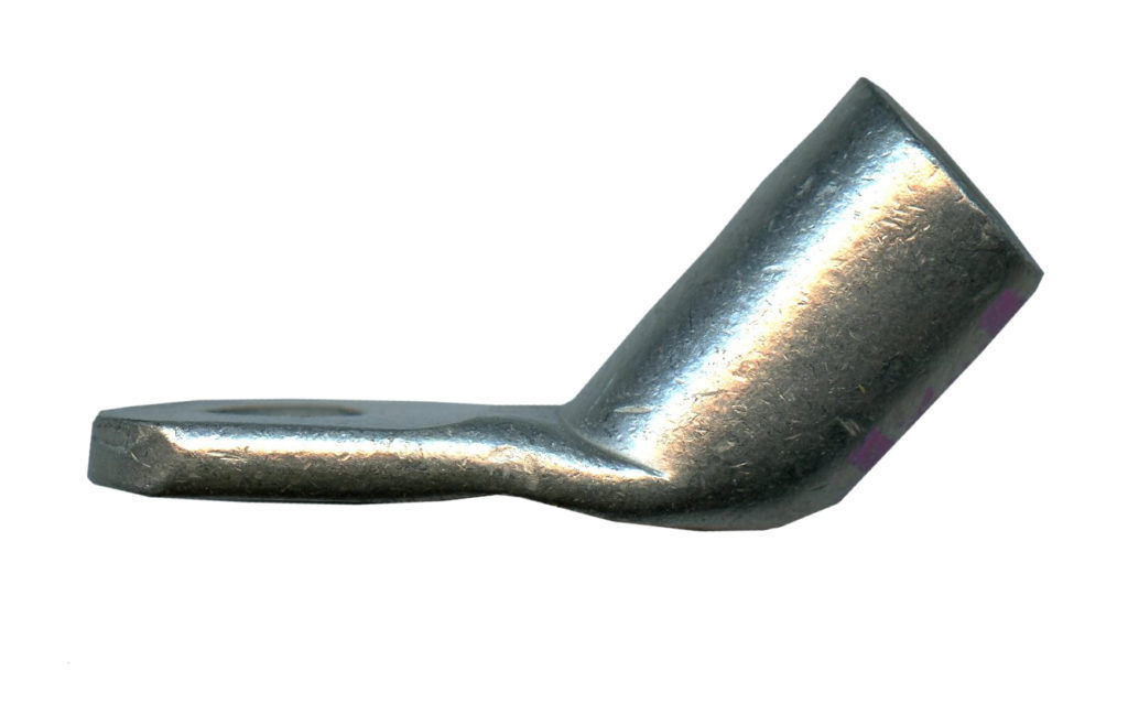 Heavy-Duty Copper Lug, PLATED, 45-Deg, 2-1 AWG, 5/16" Stud, Pink