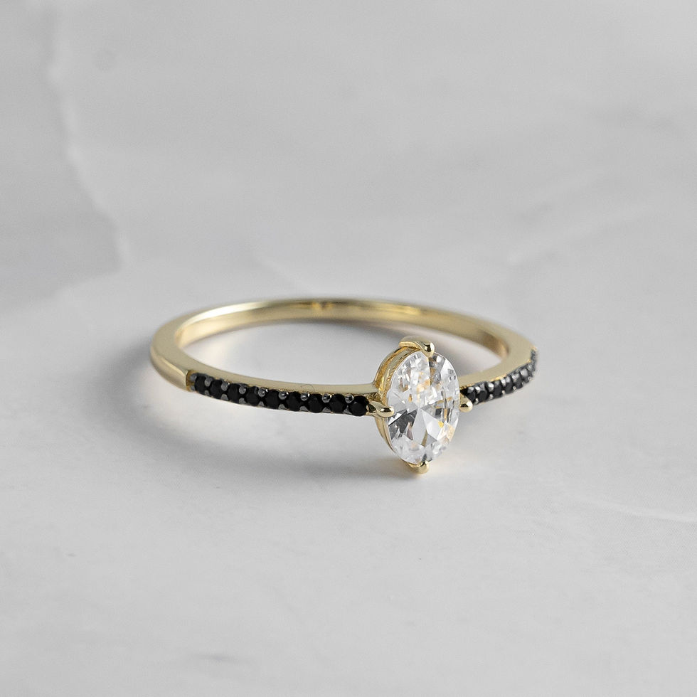 Thumbnail: Oval Ring With Black stone side rail