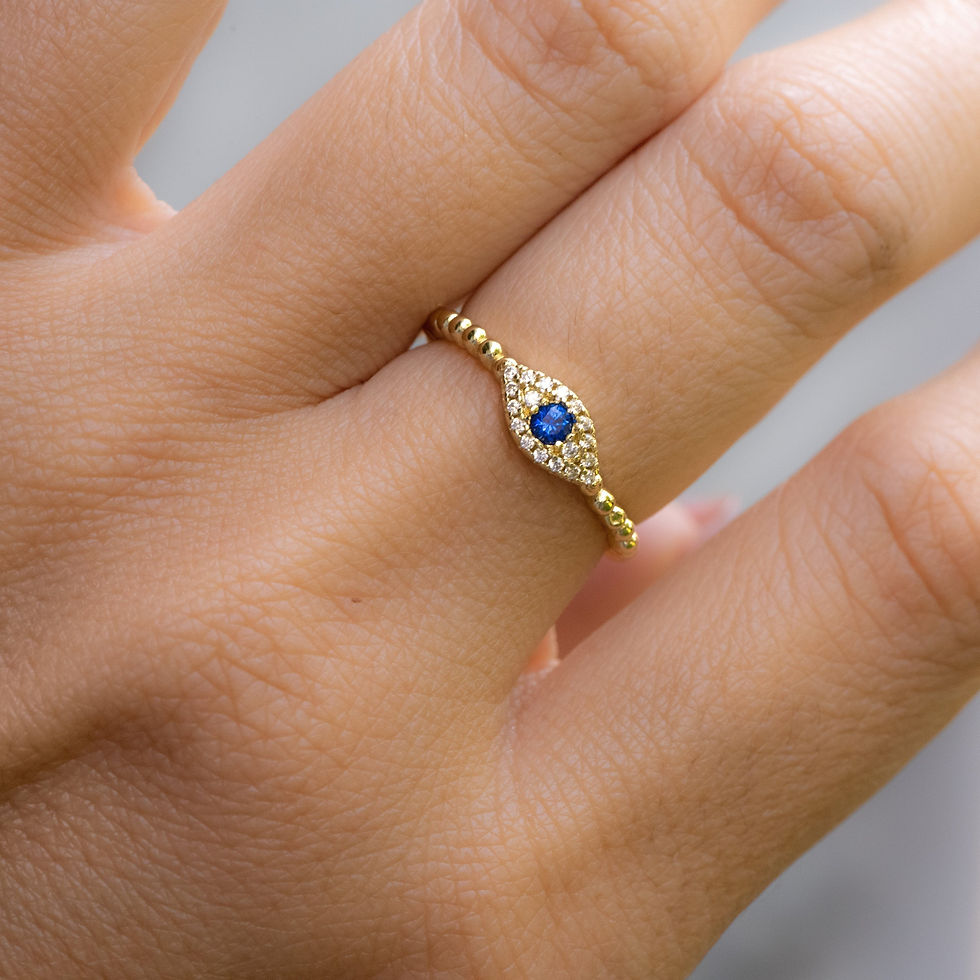 Thumbnail: Adjustable Dainty Evil Eye Ring