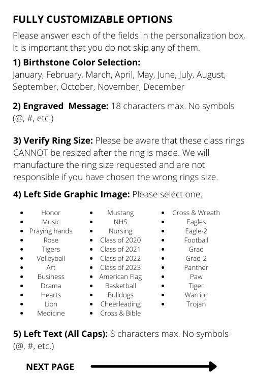 Thumbnail: Customized High School and College Graduation Class Ring